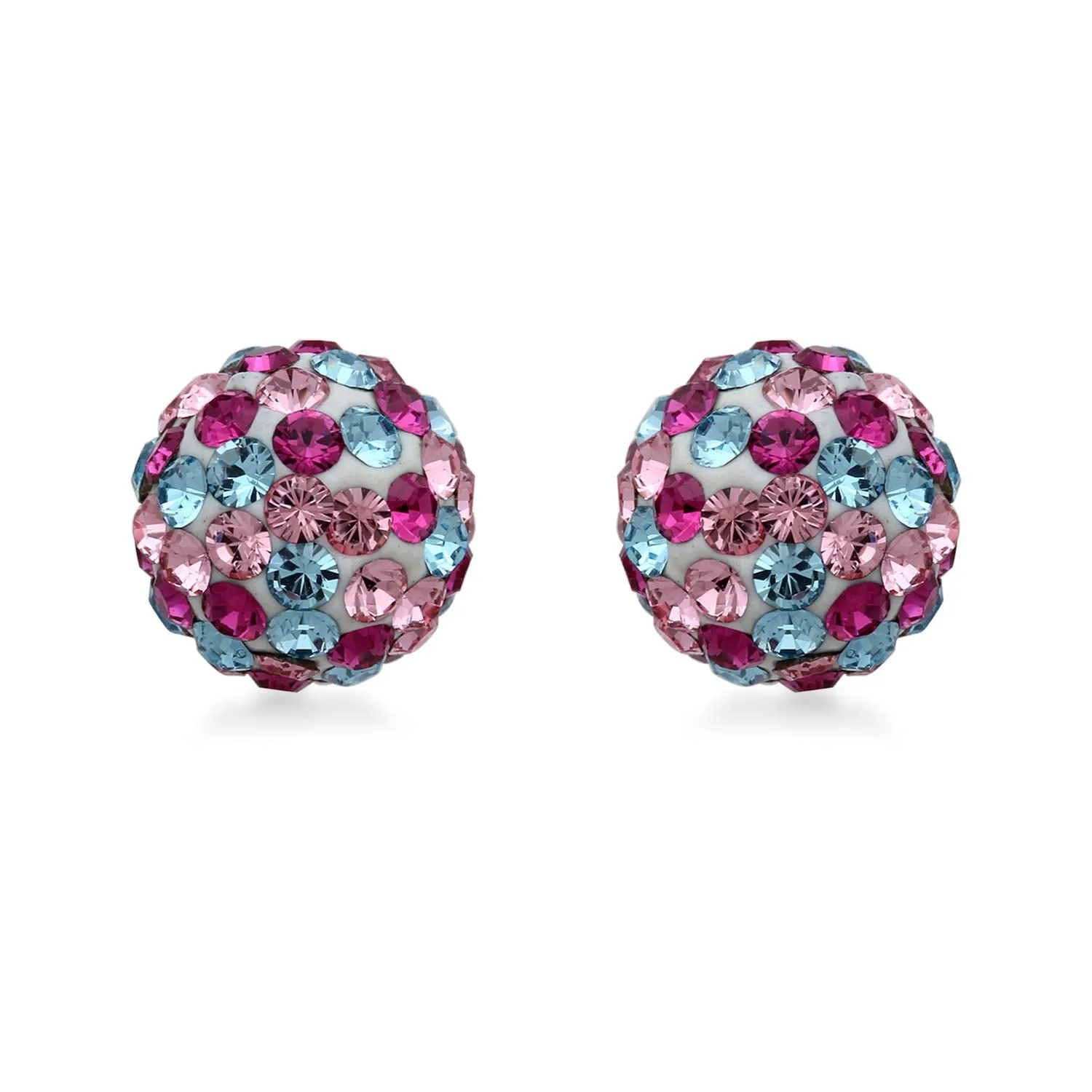 Jewelili 10K Yellow Gold With Round Cubic Zirconia Multi Color Gemstone Earrings