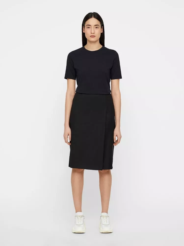 J.Lindeberg Womens Silva Wool Pin Skirts - BLACK