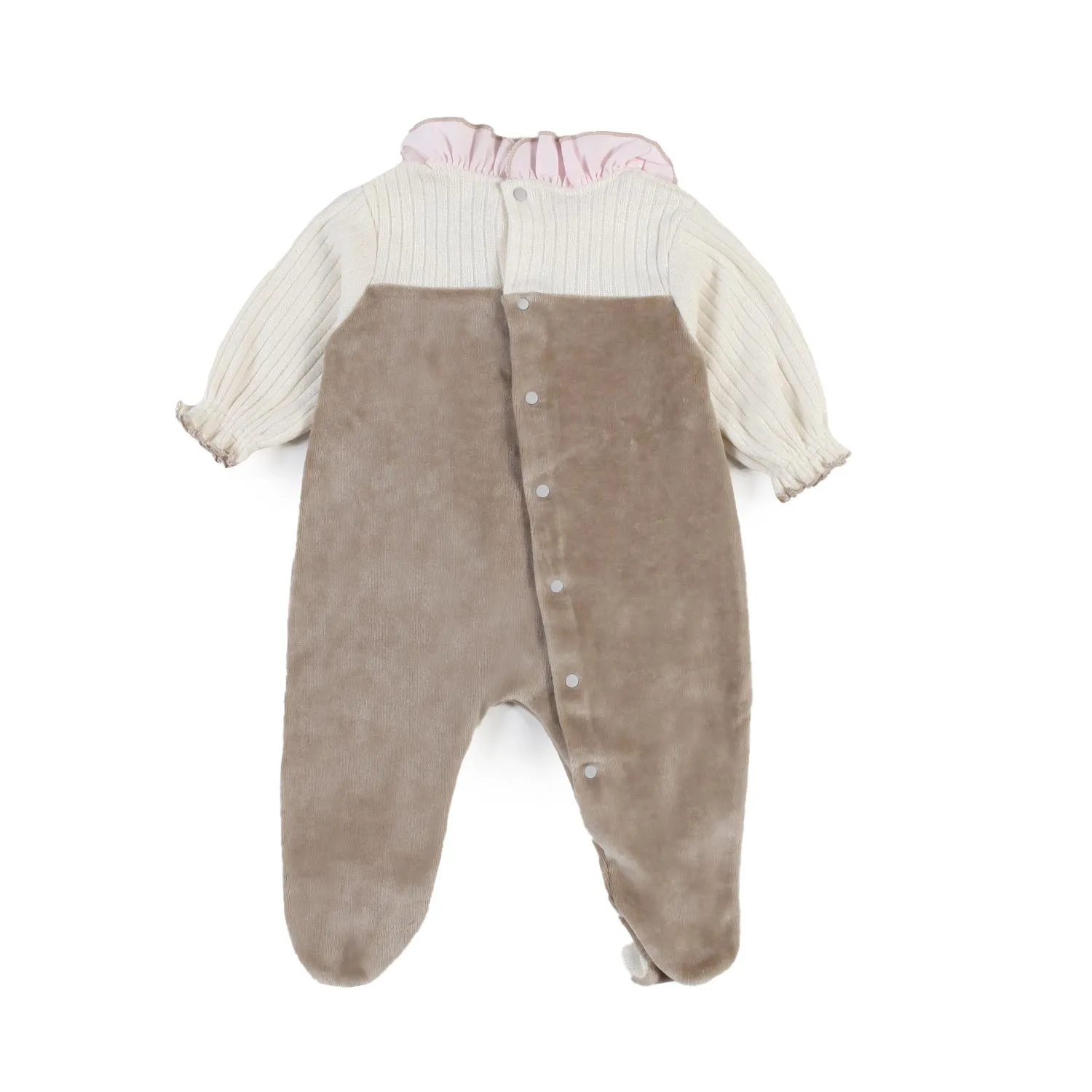 La Stupenderia Beige And Pink La Stupenderia Romper For Baby Girls