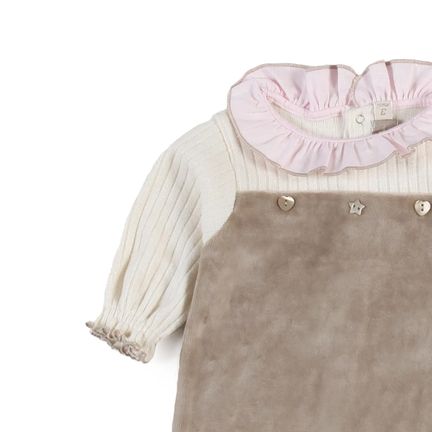 La Stupenderia Beige And Pink La Stupenderia Romper For Baby Girls