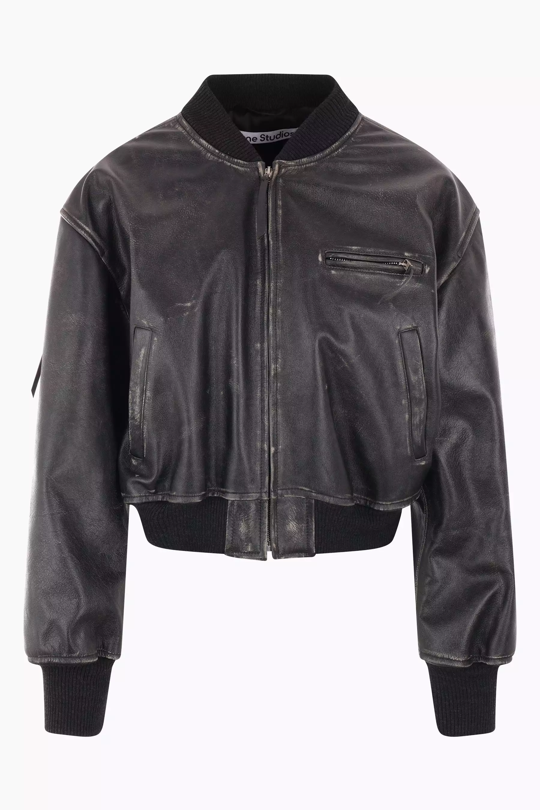 leather padded bomber jacket