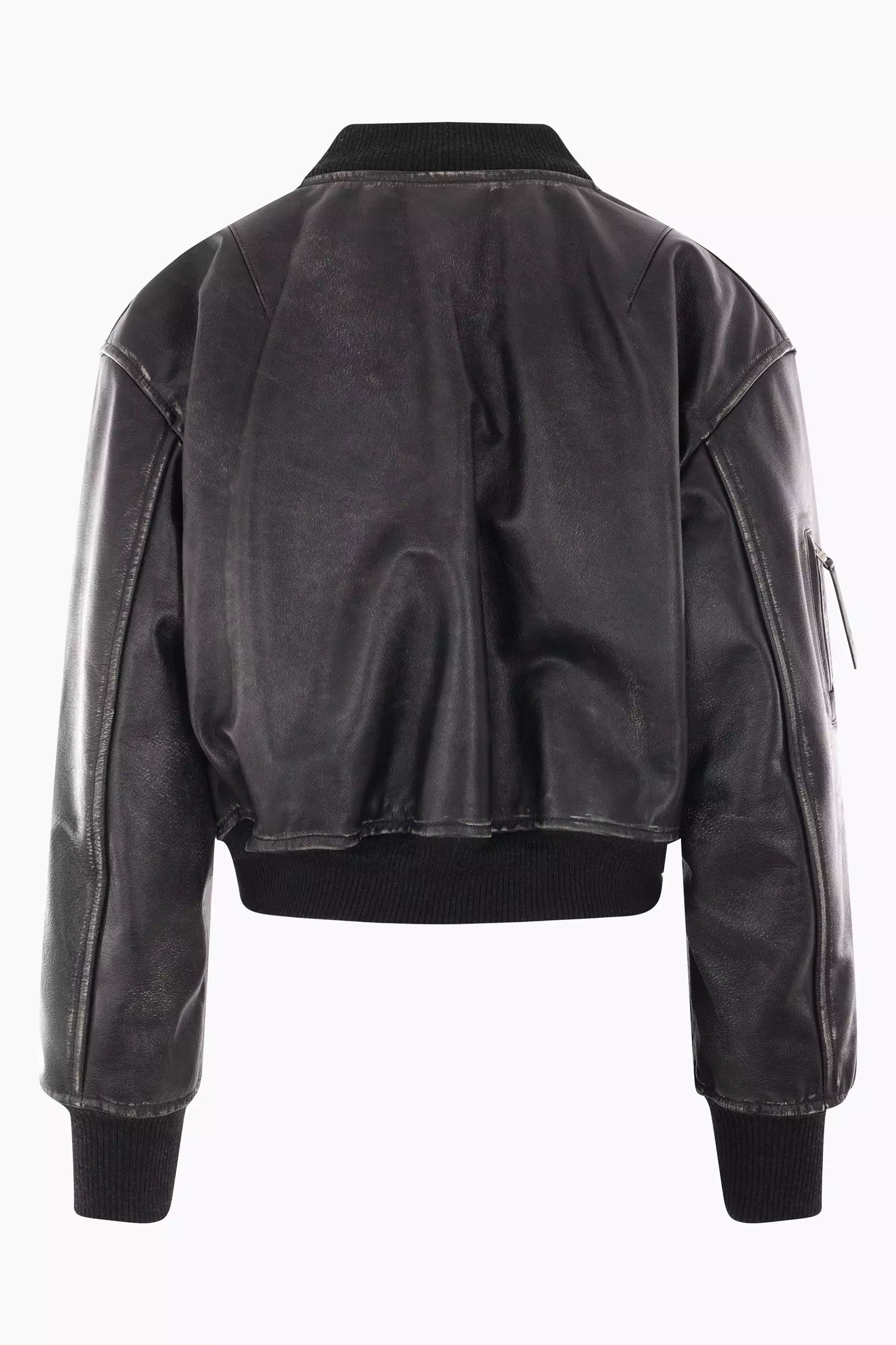 leather padded bomber jacket