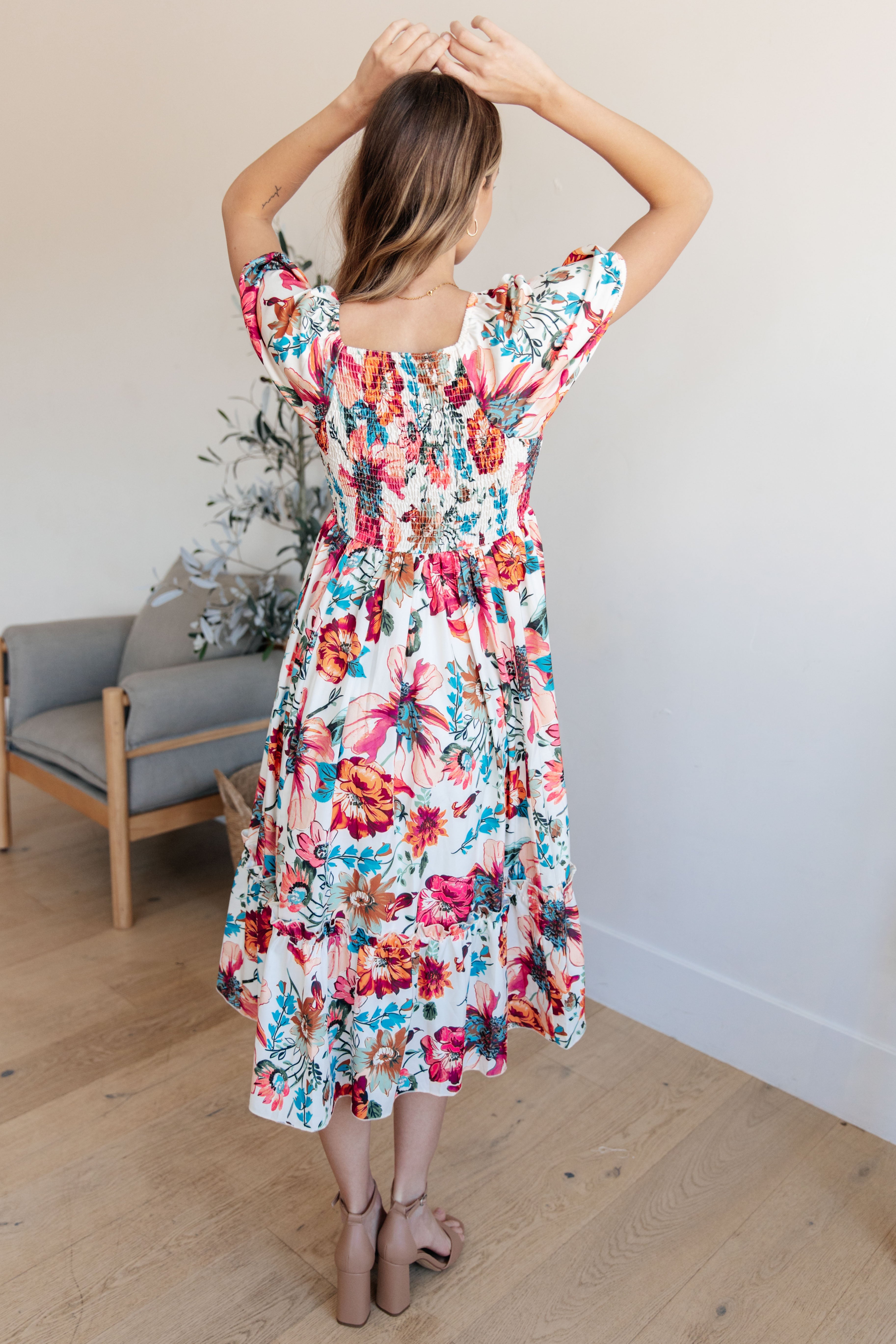 Let Me Frolic Balloon Sleeve Floral Dress