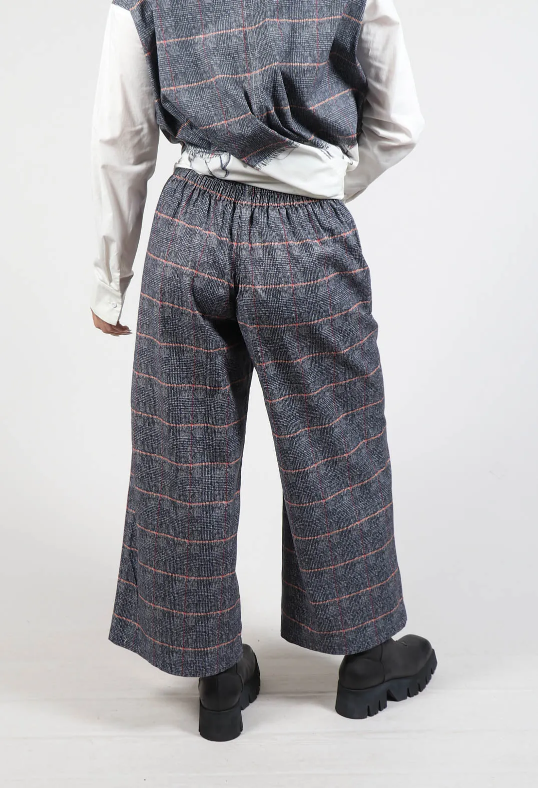 Long Skara Pants in Night Orange Check