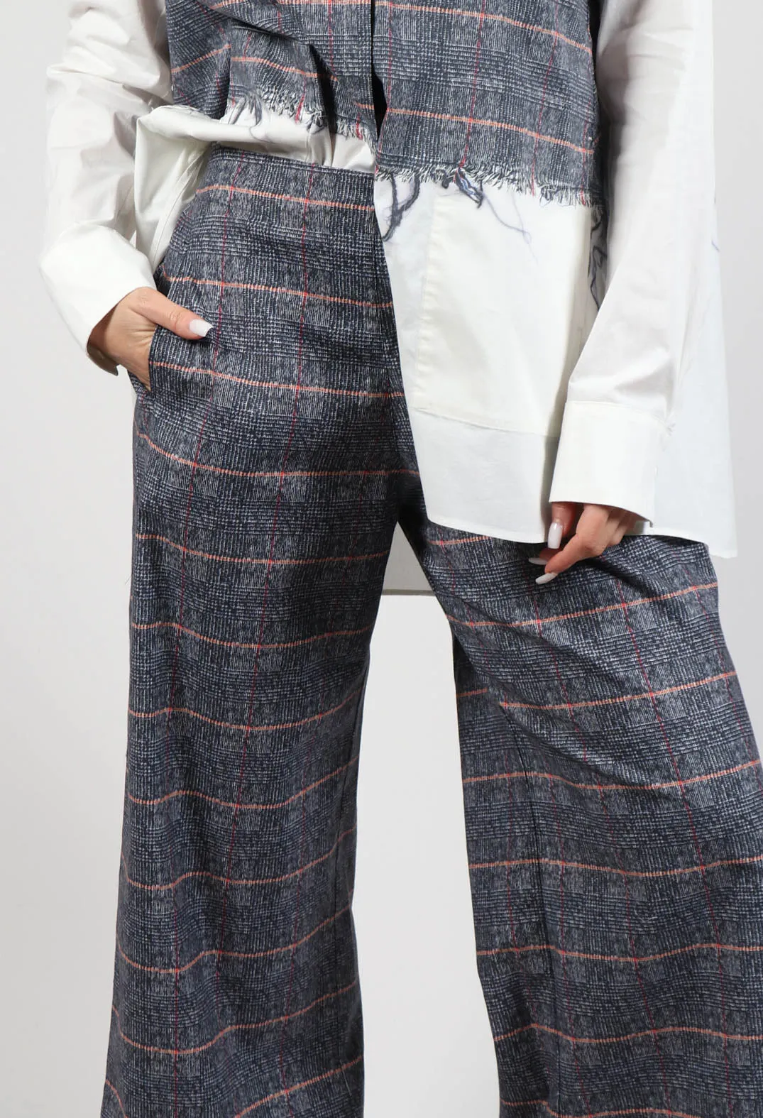 Long Skara Pants in Night Orange Check