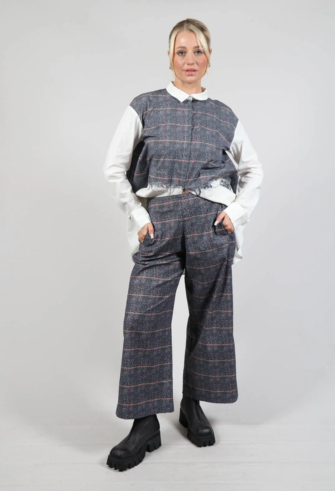 Long Skara Pants in Night Orange Check