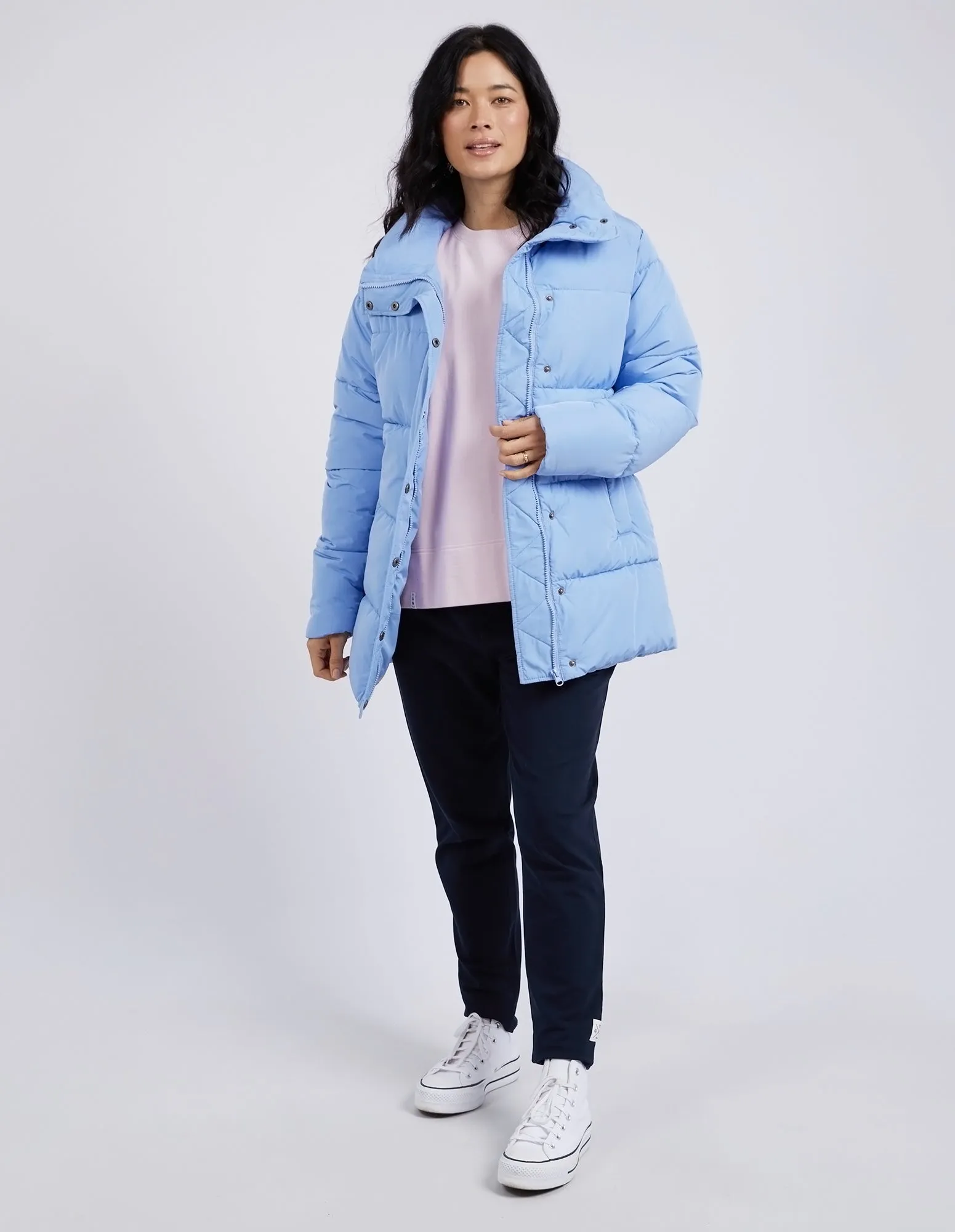 Longline Puffer Jacket Hydrangea