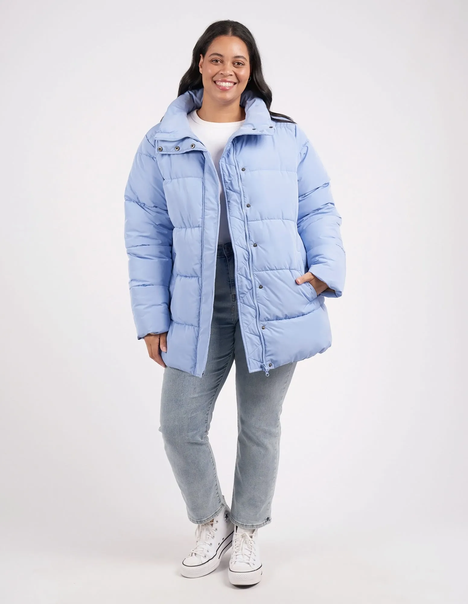 Longline Puffer Jacket Hydrangea