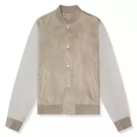 Louis Vuitton Wool Leather Beige Bomber Jacket