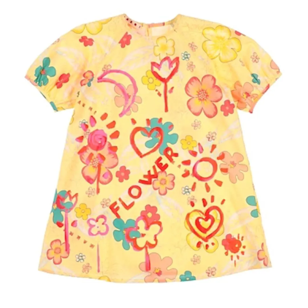 Marni Dress Floral Grafitti Yellow