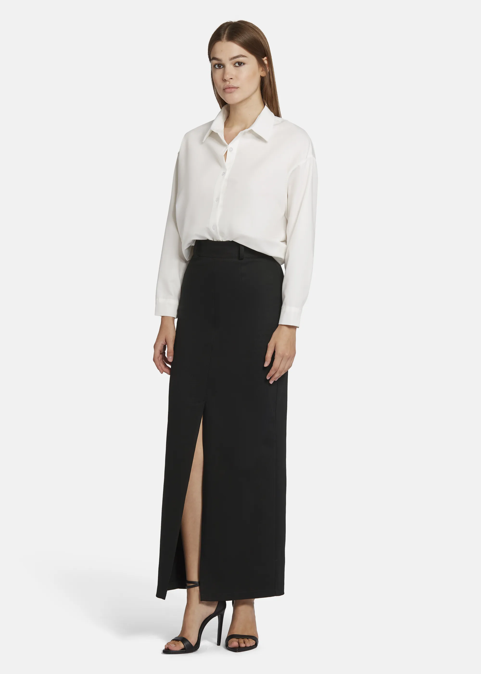 Maxi twill skirt TRENALA in BLACK