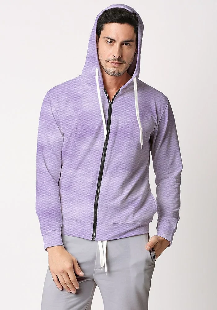 Mens Textured Zipper Hoodie-Lilac