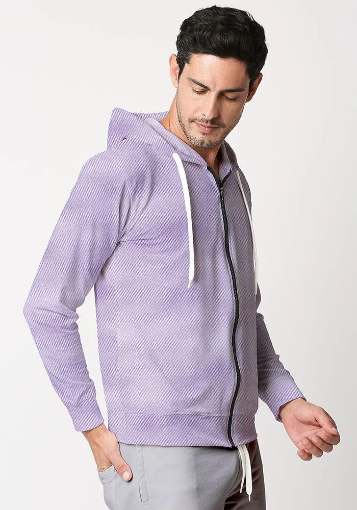 Mens Textured Zipper Hoodie-Lilac