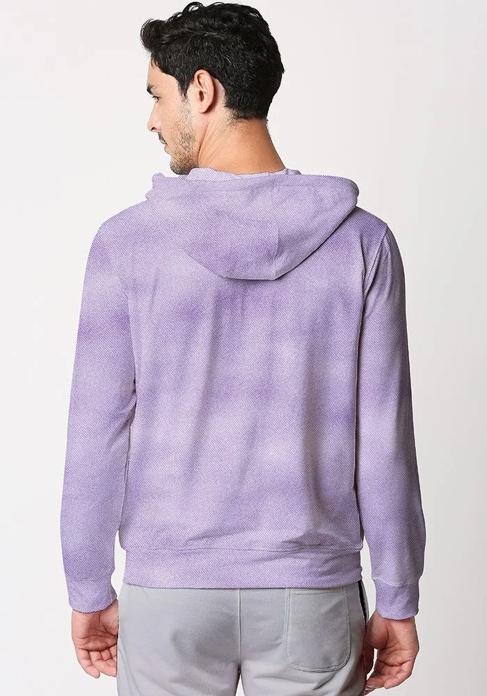 Mens Textured Zipper Hoodie-Lilac