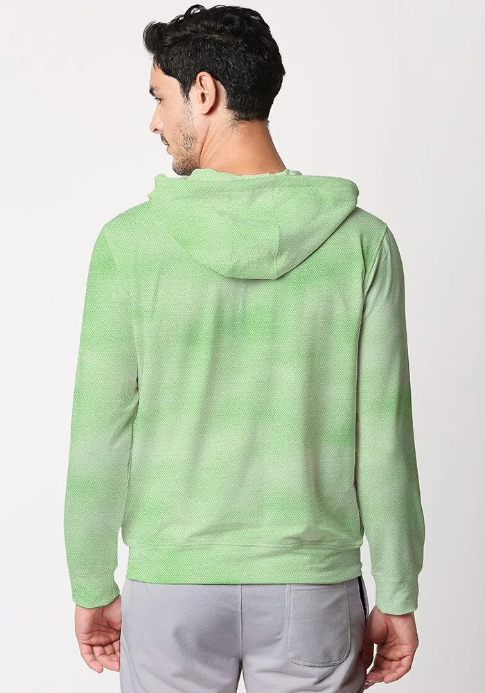 Mens Textured Zipper Hoodie-Lime Punch