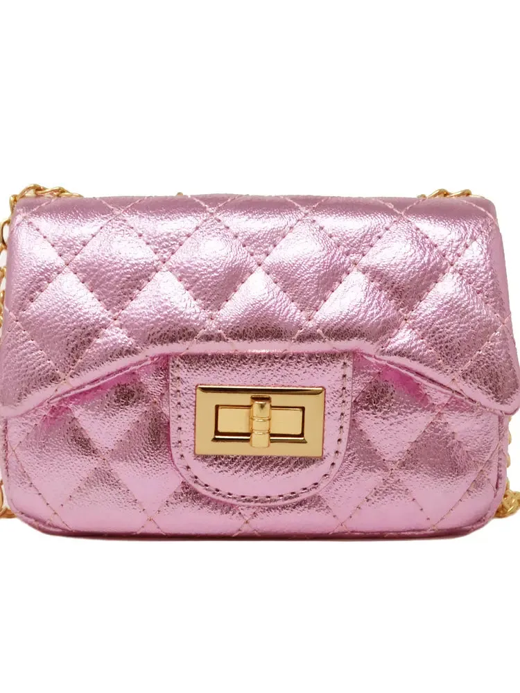 Metallic Classic Mini Purse - Light Pink