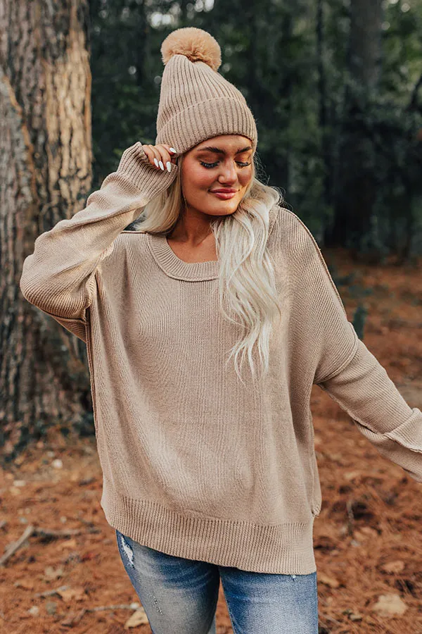 Mind Your Manners Knit Sweater In Taupe