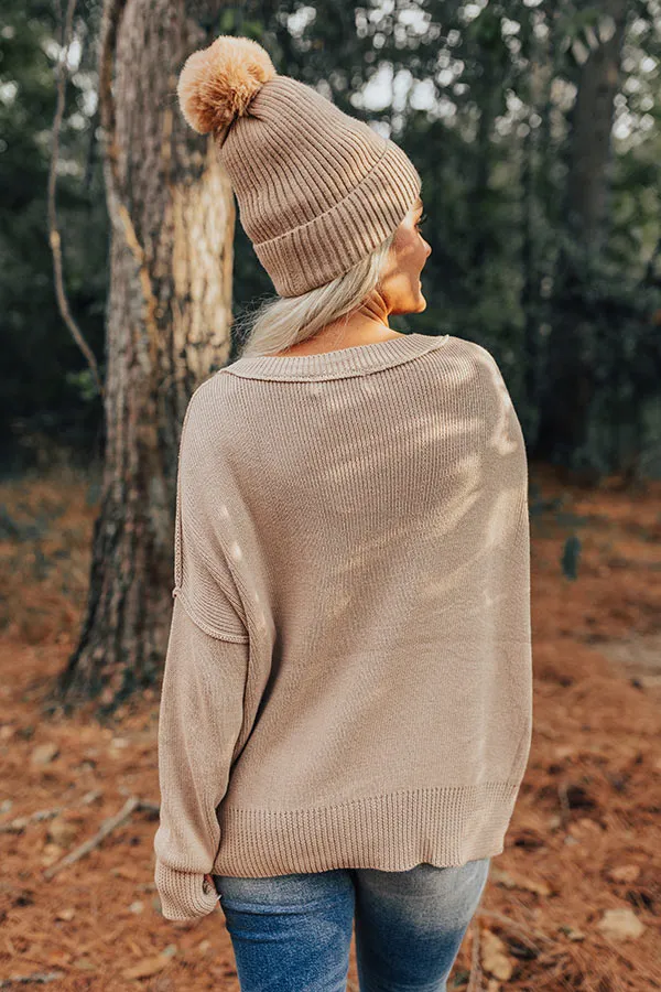 Mind Your Manners Knit Sweater In Taupe