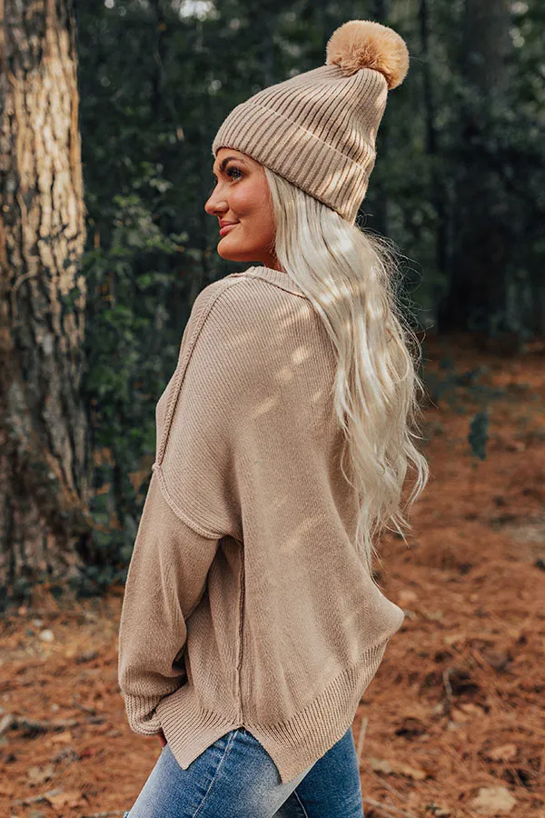 Mind Your Manners Knit Sweater In Taupe