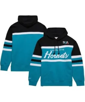 Mitchell & Ness Men's NBA Teal/Black Charlotte Hornets Head Coach Pullover Hoodie