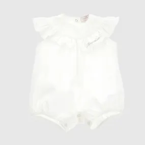 Monnalisa Cotton Romper With Frills