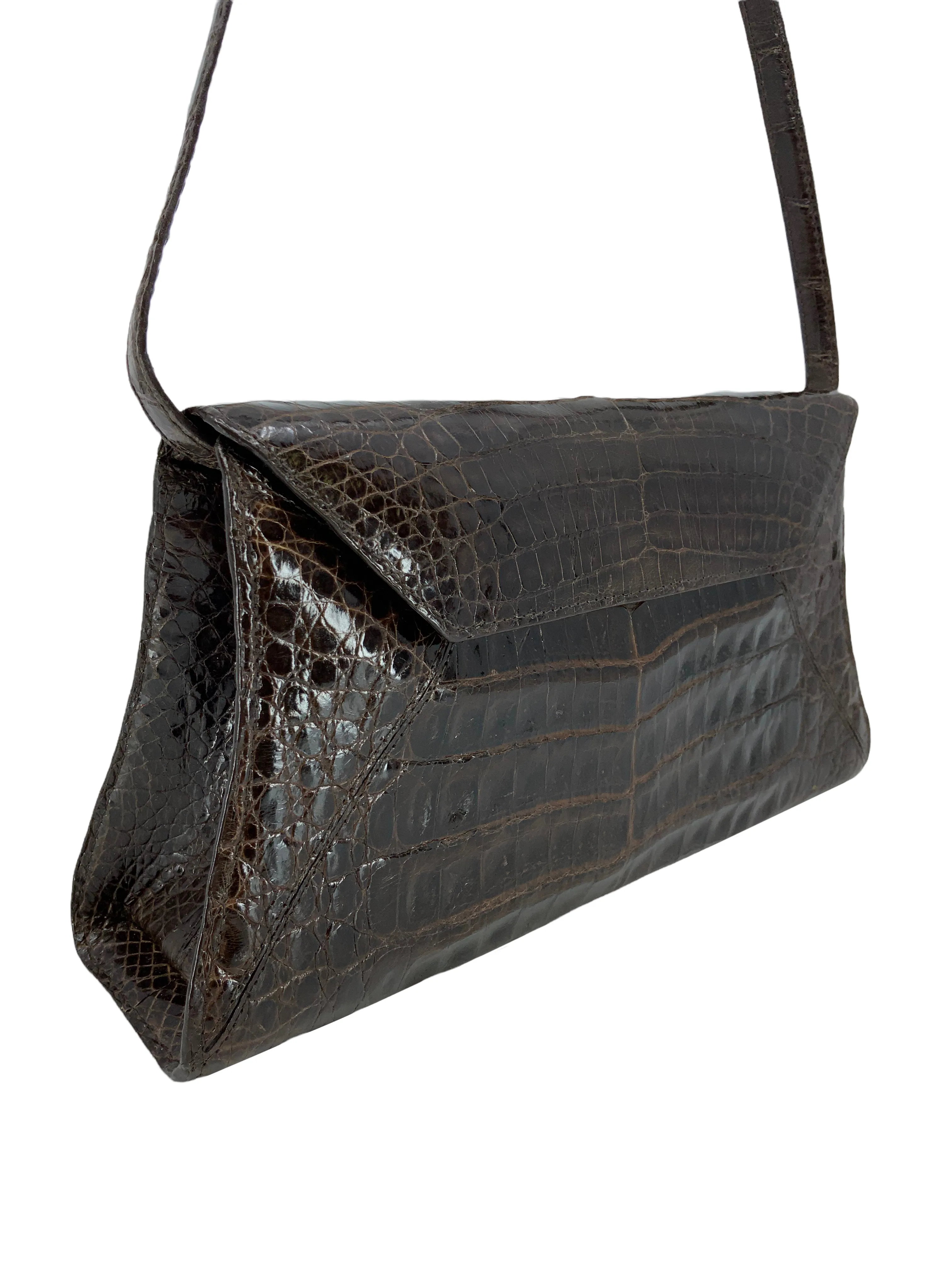 Nancy Gonzalez Small Crocodile Flap Clutch with Shoulder Strap