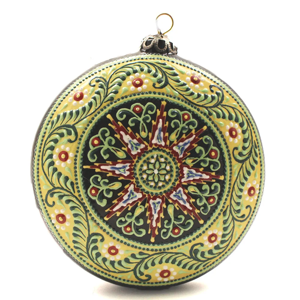 Neon Geometrical Pattern Large Round Ceramic Ornament