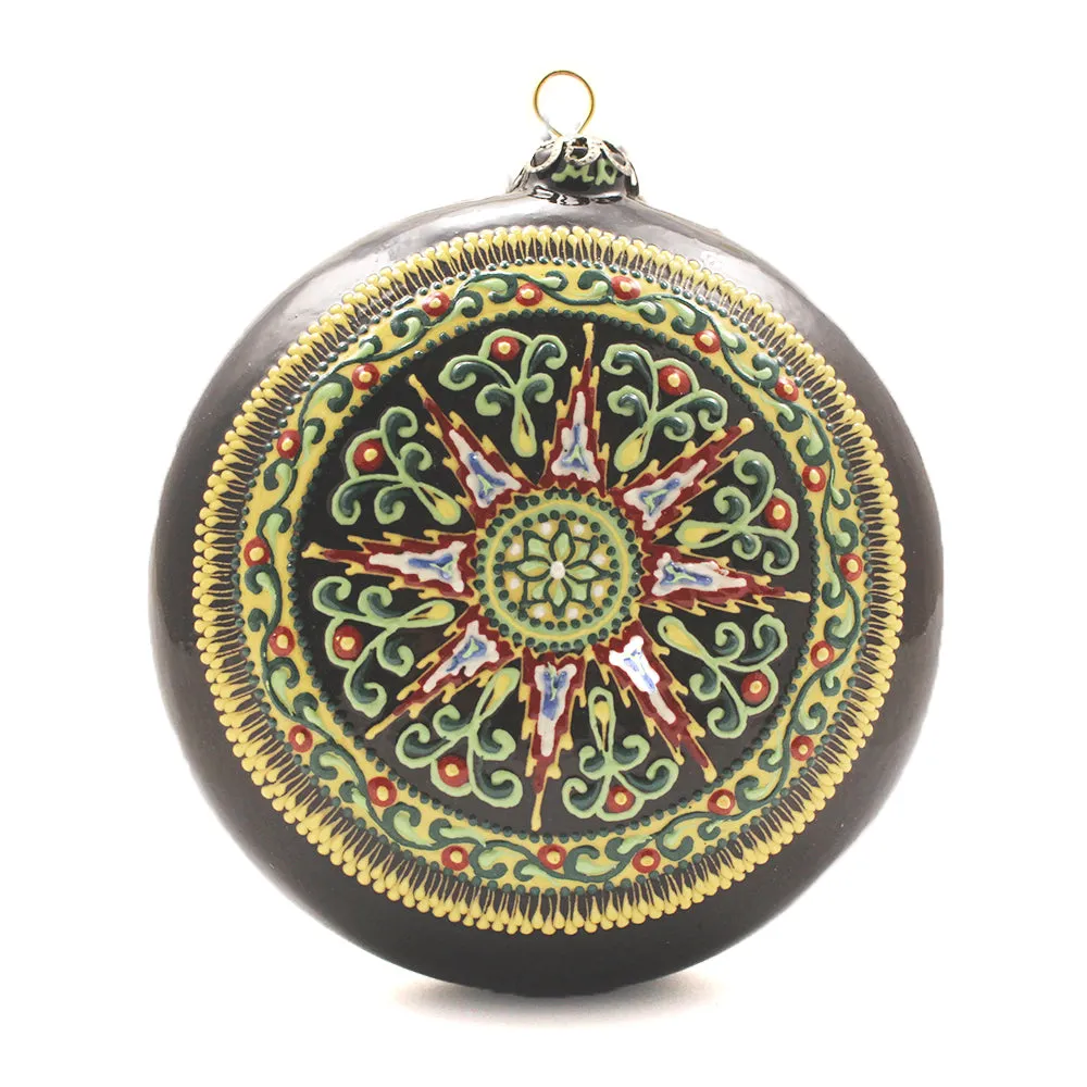 Neon Geometrical Pattern Large Round Ceramic Ornament