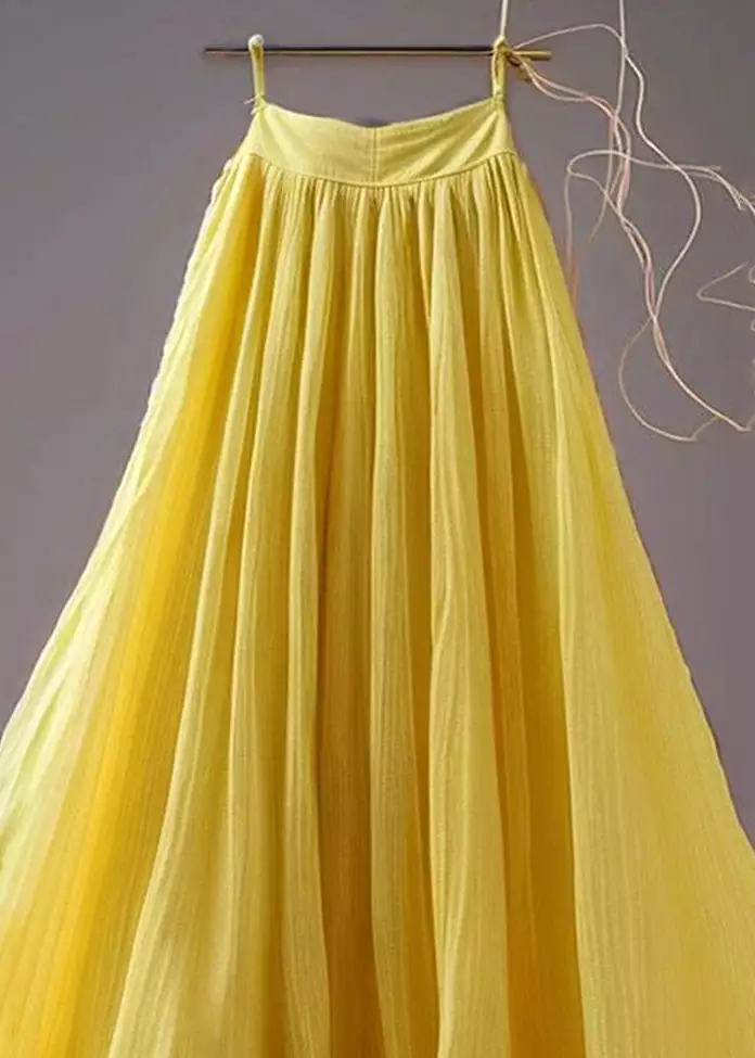 New Yellow Solid High Waist Chiffon Skirts Summer AB1009