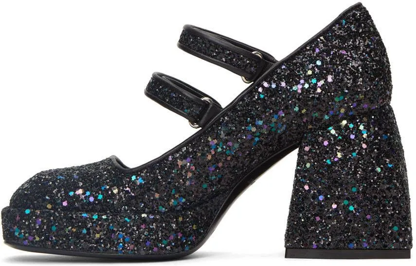 Nodaleto Black Glitter Bulla Babies 65 Platform Heels