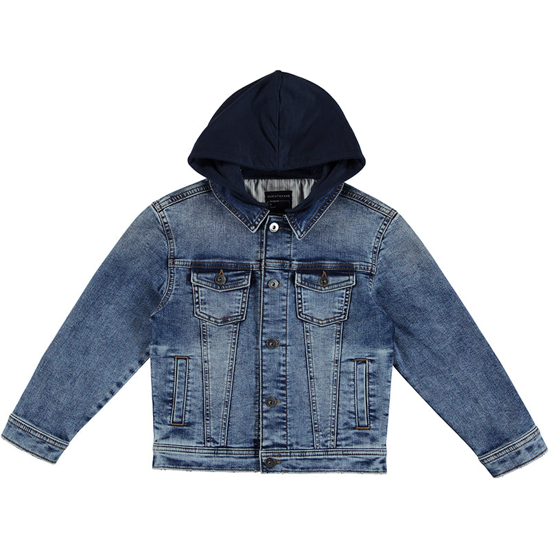 Nukutavake Hooded Denim Jacket _Medium Blue 6406-78