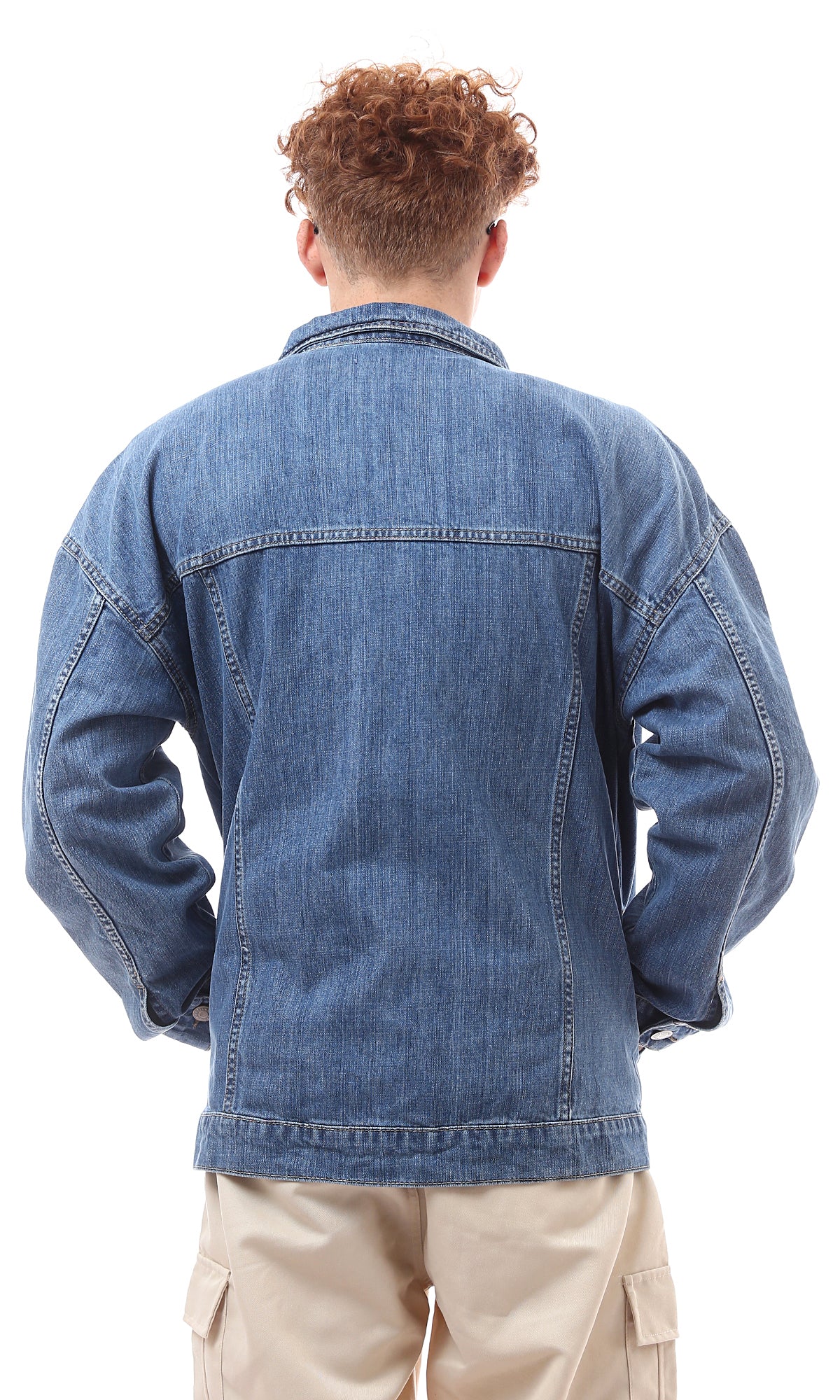 O174497 Light Vintage Denim Jacket With Turn Down Collar