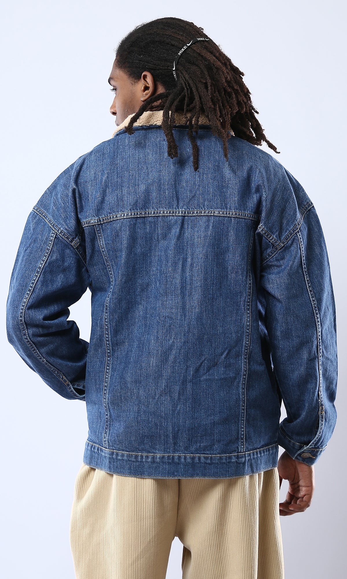 O174625 Buttons Down Solid Standard Blue Denim Jacket