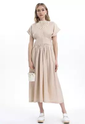 Over Lapped Linen Dress