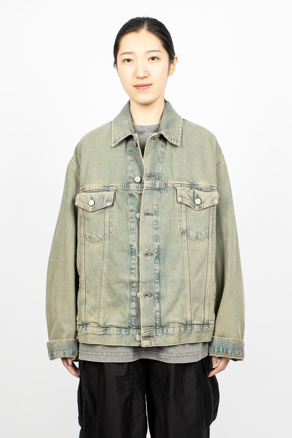 Oversized Denim Jacket Blue/Beige