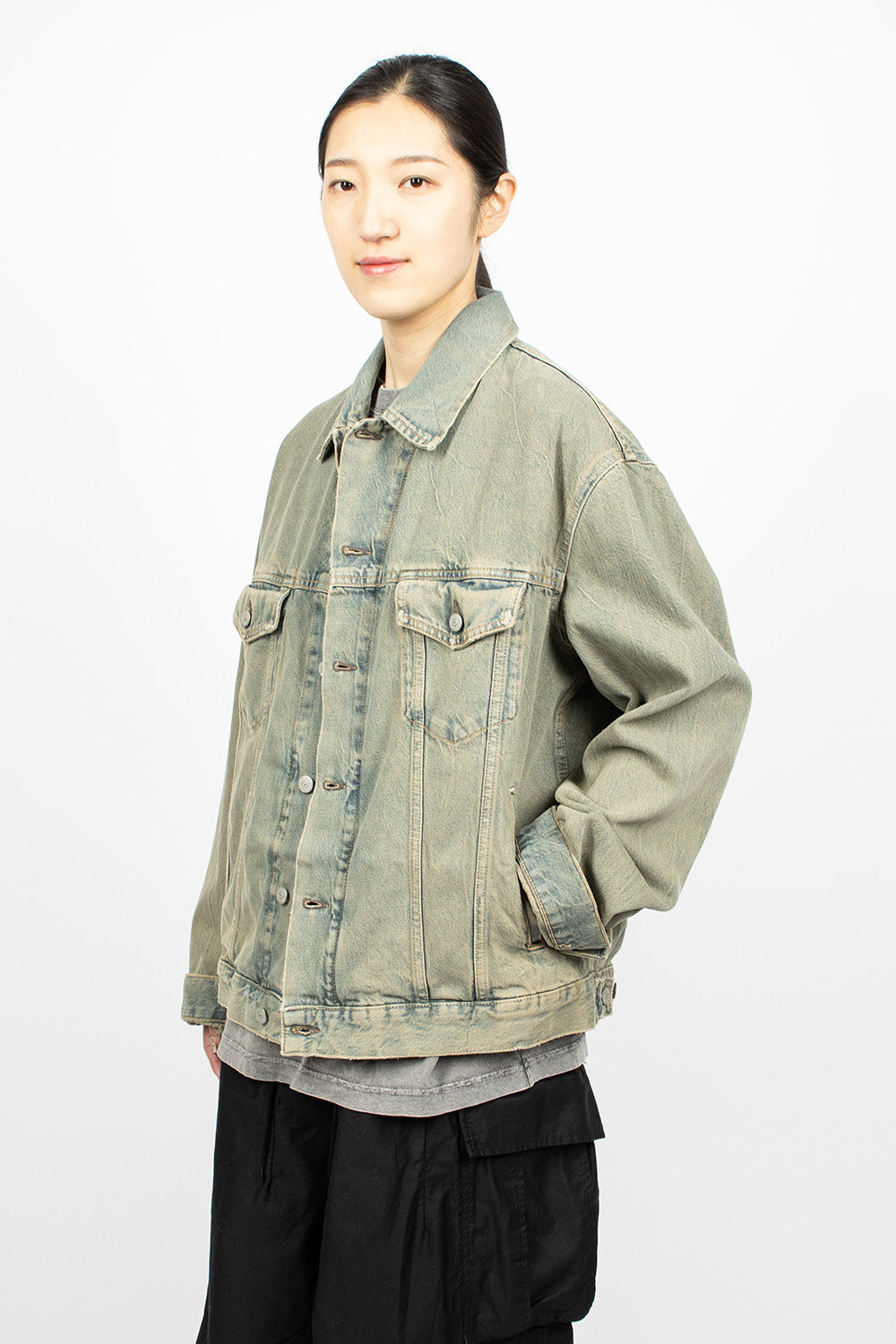 Oversized Denim Jacket Blue/Beige