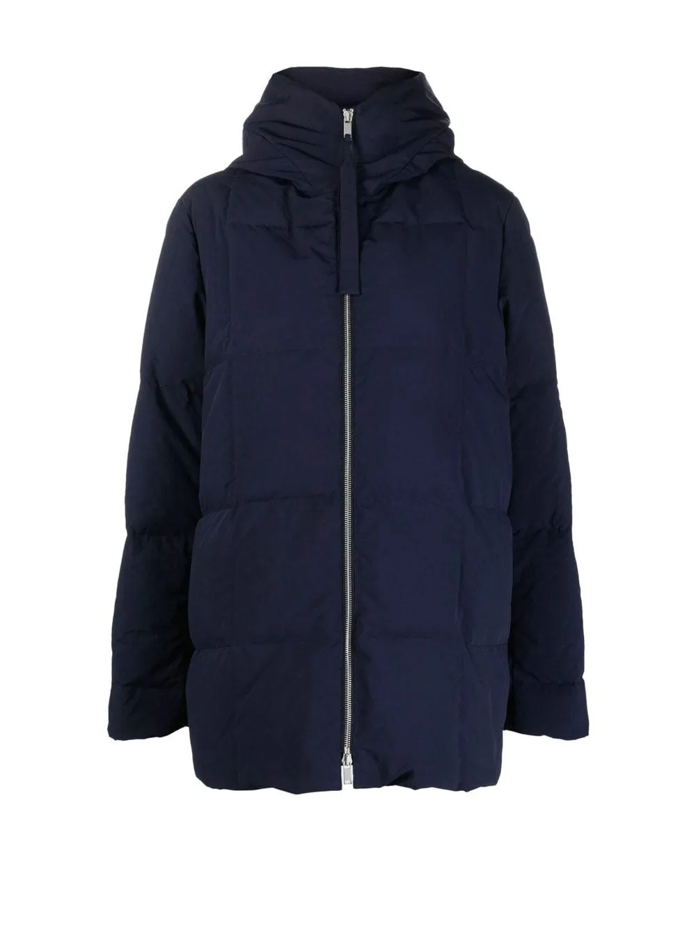 Padded zip-fastening coat