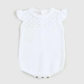 Pecesa White Baby Girl Romper