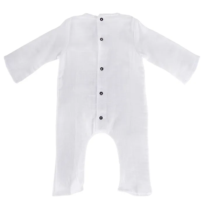 Pequeno Tocon Baby Long Sleeved Jumpsuit White