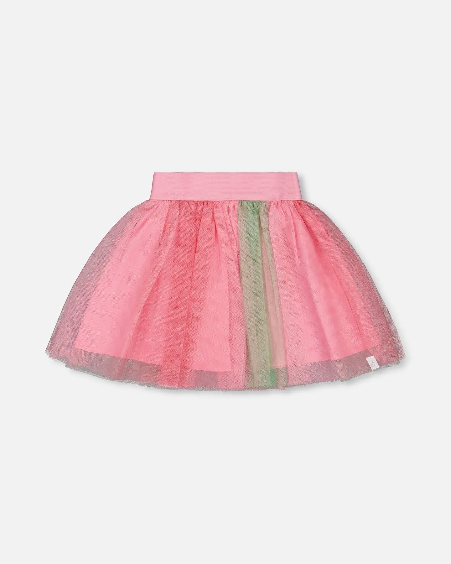 Printed Mesh Skirt Pink And Green