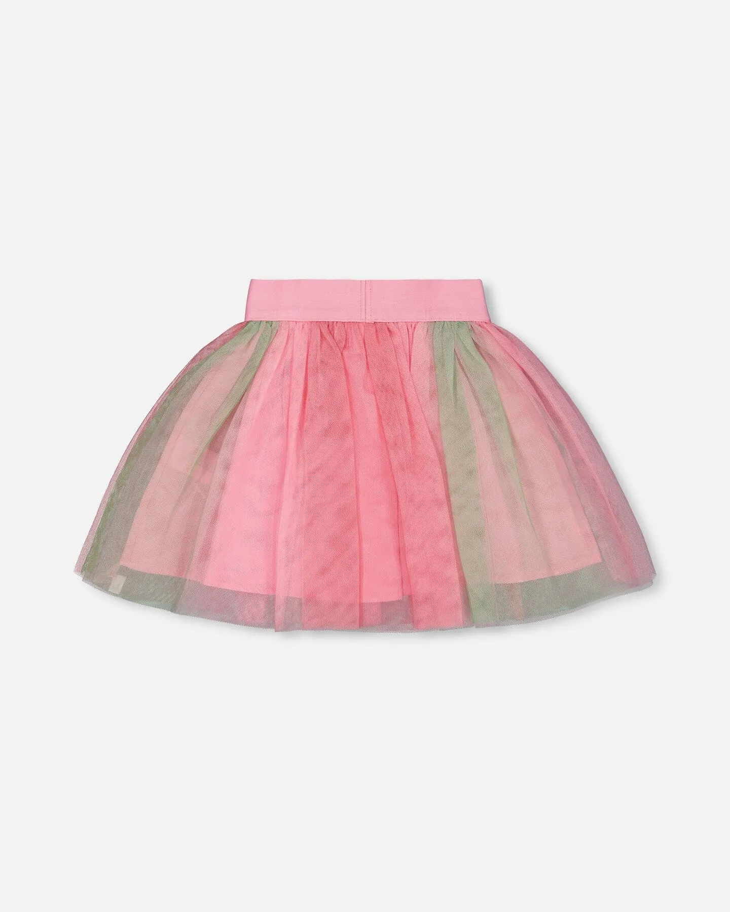 Printed Mesh Skirt Pink And Green