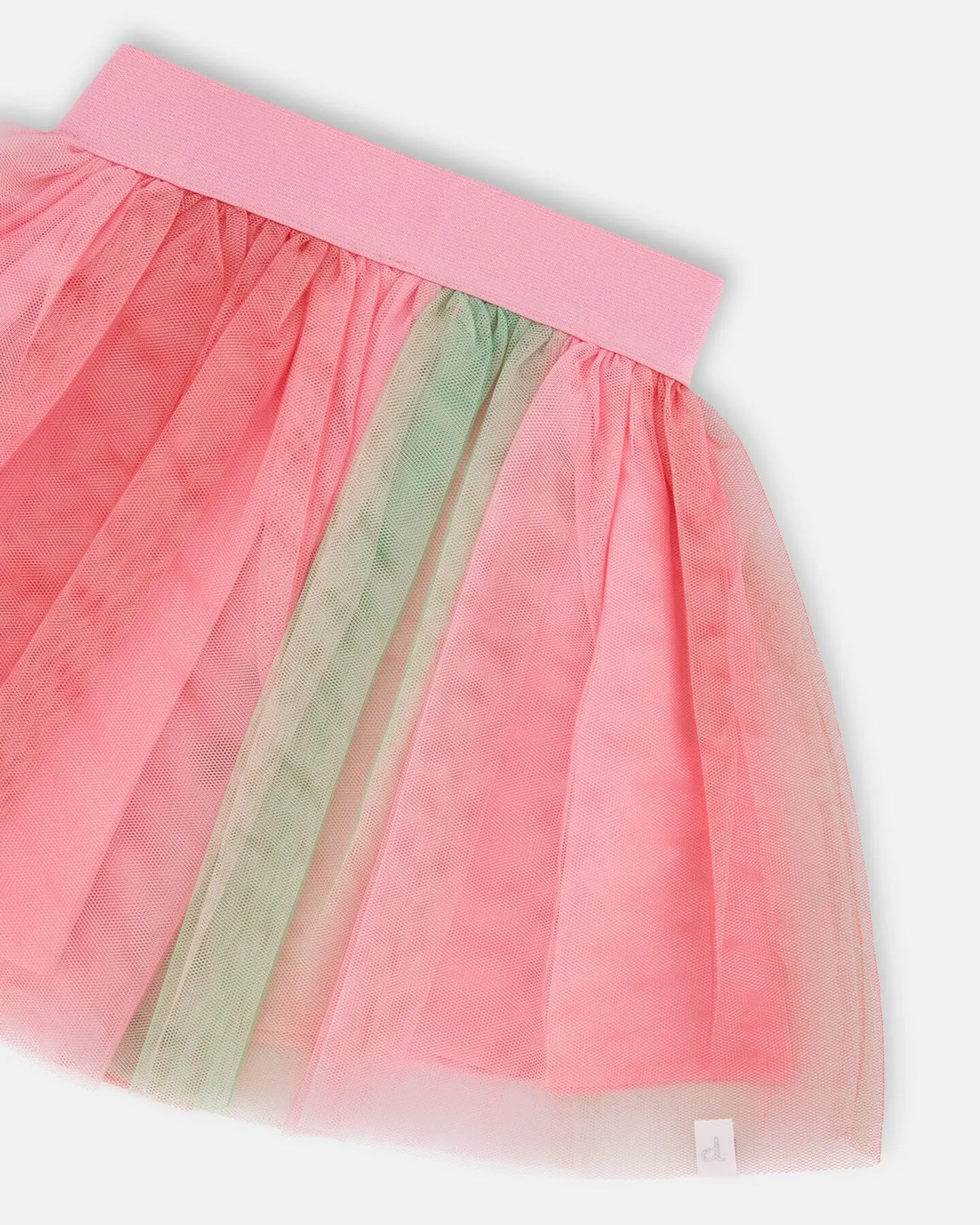 Printed Mesh Skirt Pink And Green