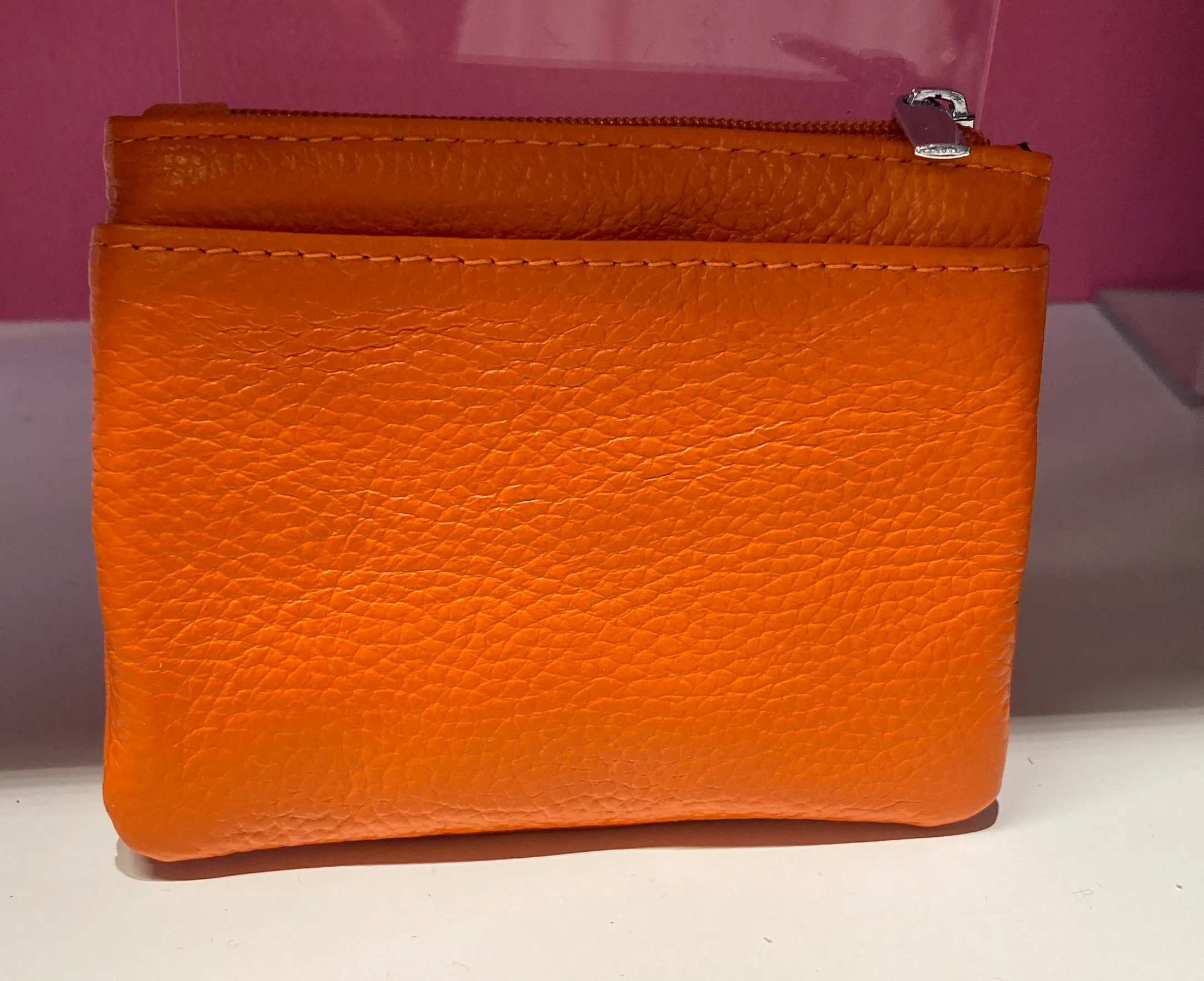 Real Leather Coin Purse > Orange