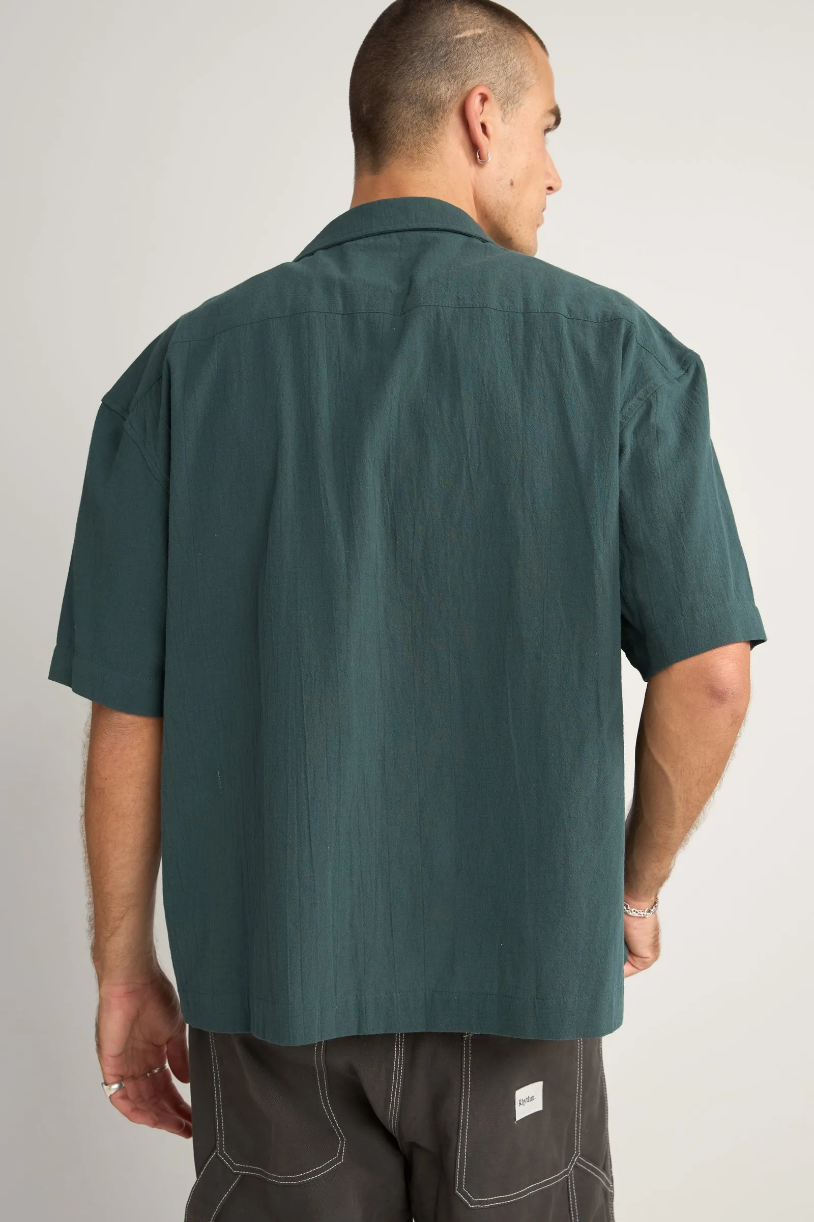 Relaxed Texture Ss Shirt Teal