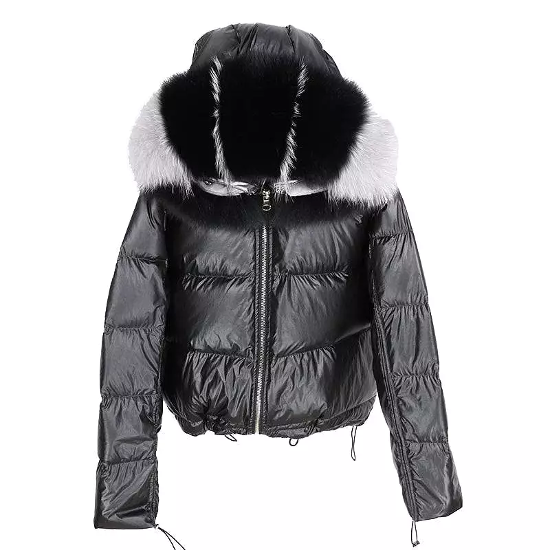 Reversible Bomber Jacket With Natural Fox Fur Trims