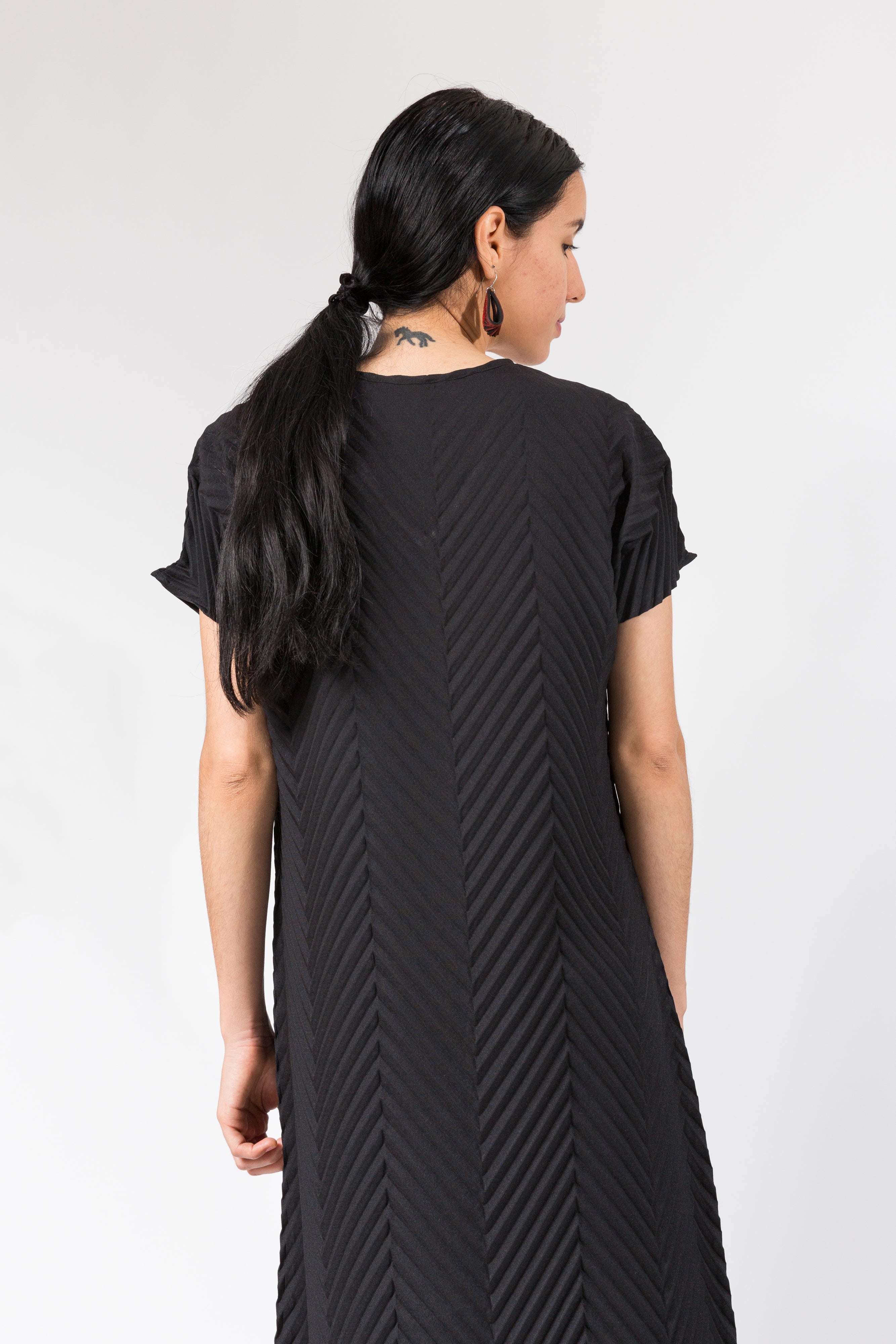 Reversible Chevron Maxi Dress | Black