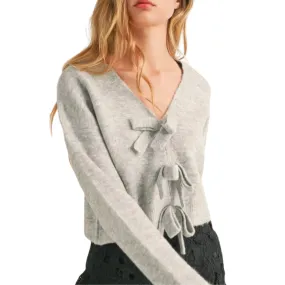 RIBBON BOW DETAIL SWEATER GREY