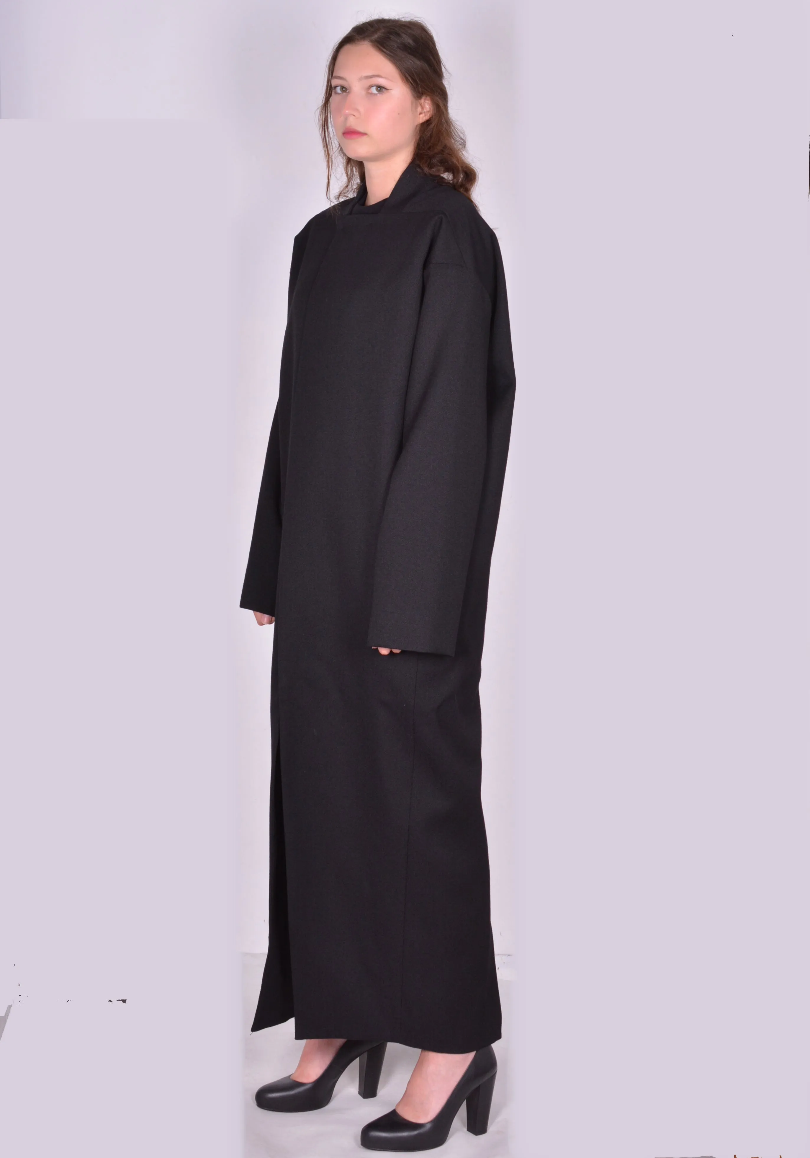 RICK OWENS WOMEN RP02D3910 WD 09 ISLAND COAT BLACK (New season FW24)