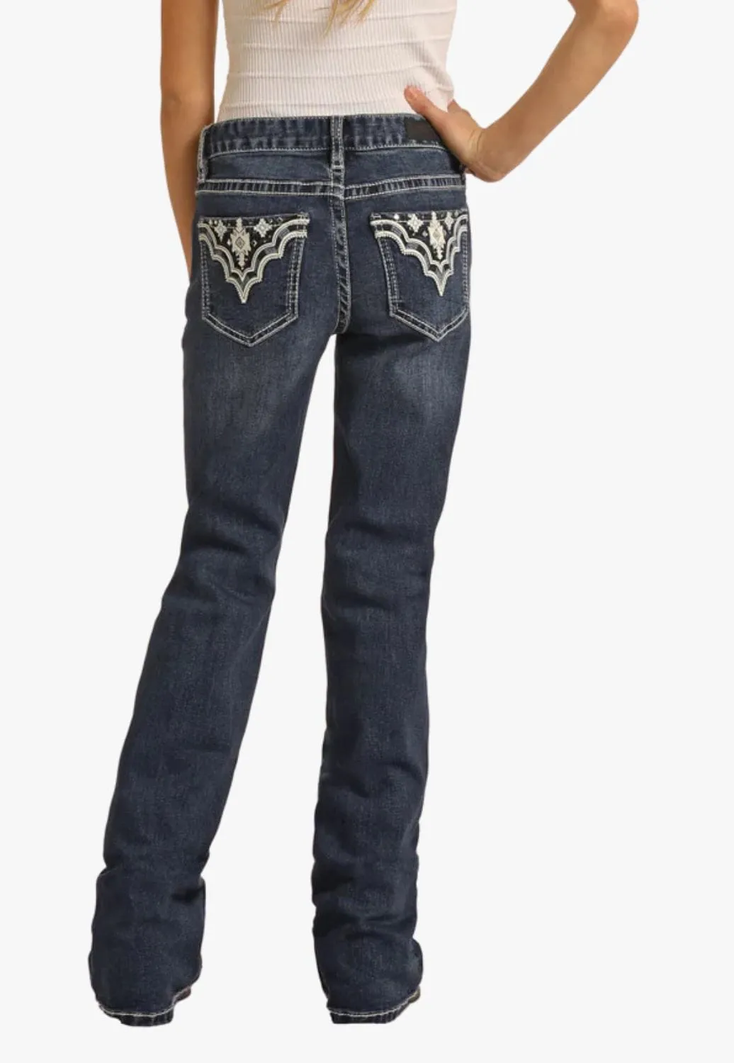 Rock & Roll Girls Embroidered Boot Cut Jean