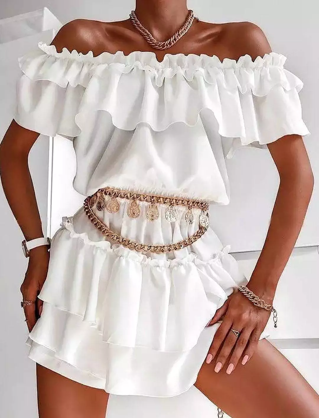 Ruffle Detailed Layered Skirt Dress